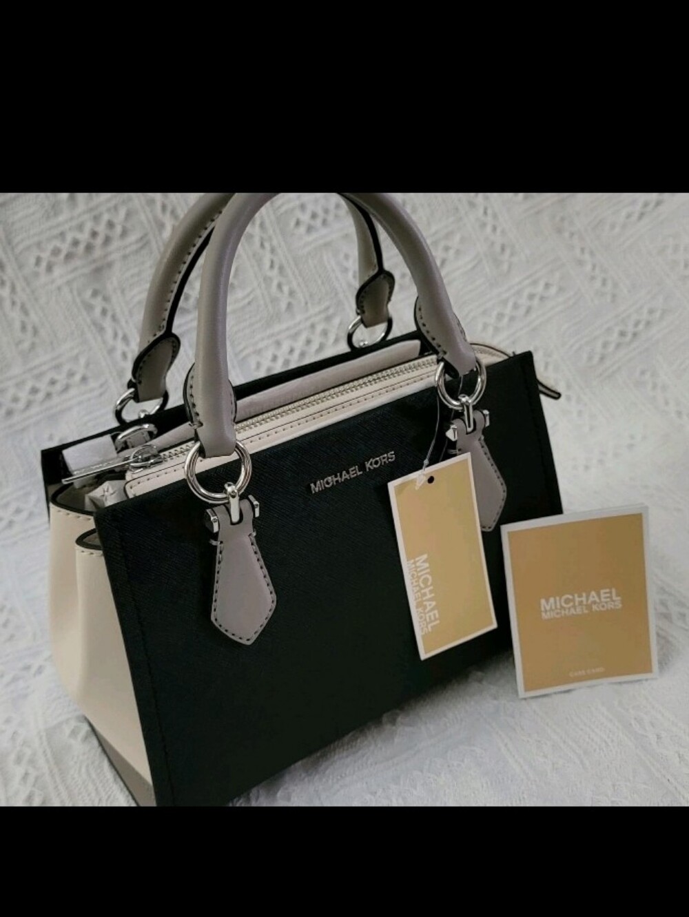 Michael Kors Marilyn Small Saffiano Leather Messenger Black Multi* NWT +Dust Bag